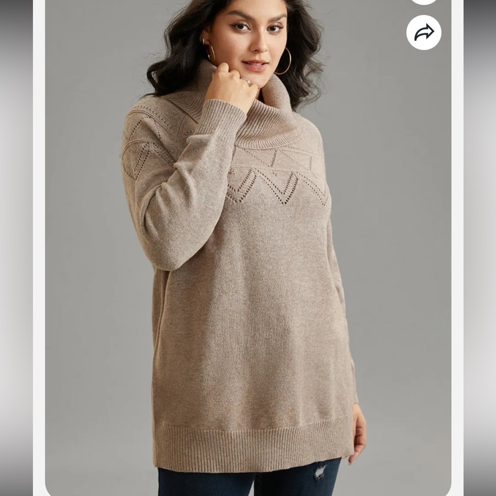 BloomChic Supersoft Essentials Anti-Pilling Turtle Neck Eyelet Pullover - Picture 3 of 7